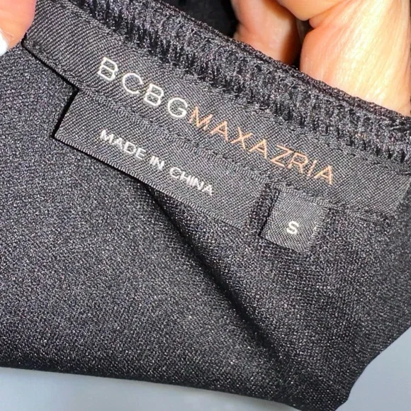 BCBGmaxazaria Small black halter beaded sequin beads top sheer - Picture 6 of 8